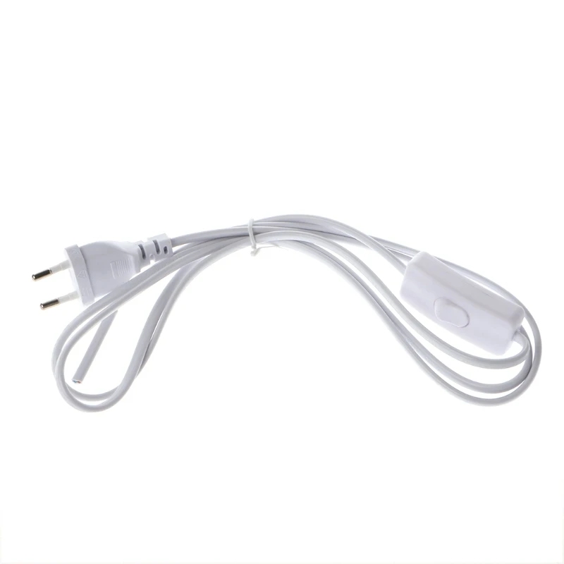 

1.8m EU Plug Cable White Line with On/Off Switch Button Power Cord For LED Lamp
