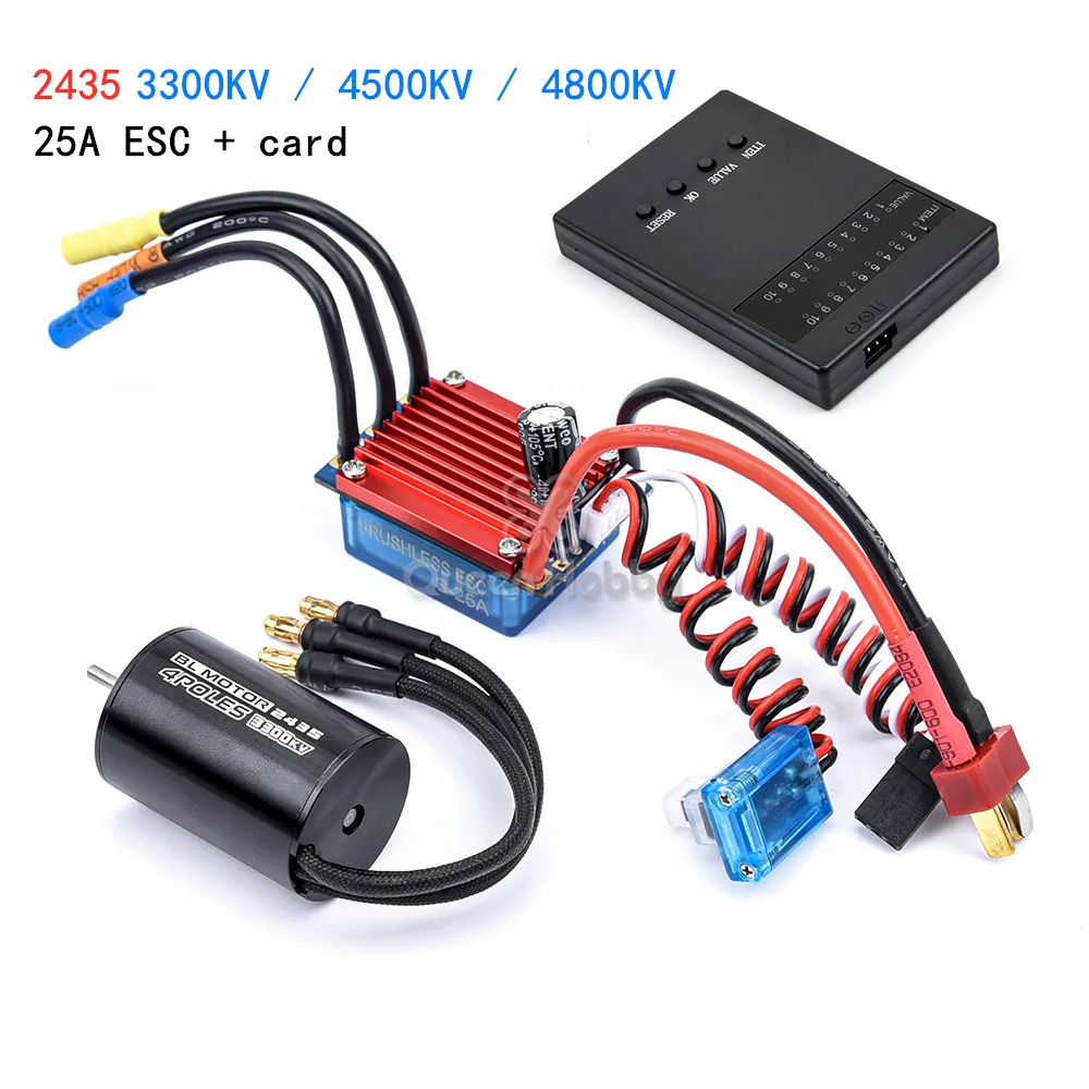 Motor sin escobillas 2435 3300KV 4500KV 4800KV / 2430 5800KV 7200KV + 25A ESC w/tarjeta de programaci&oacute;n para coche RC 1/18 y 1/16-0