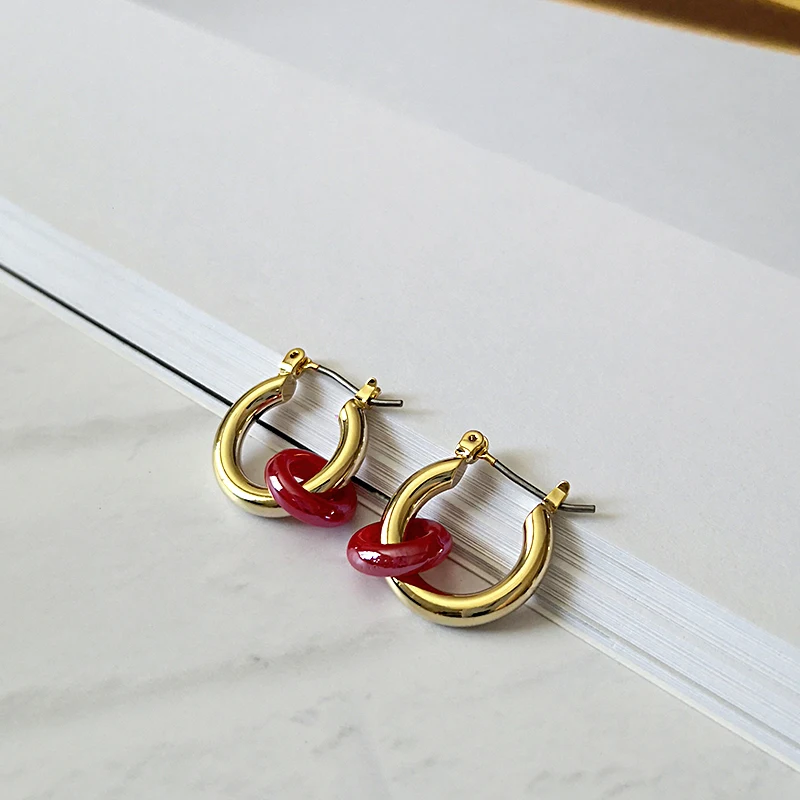 Peri'sBox 2019 новые ранние серьги с маленькими акриловыми кольцами 3 цвета двойные