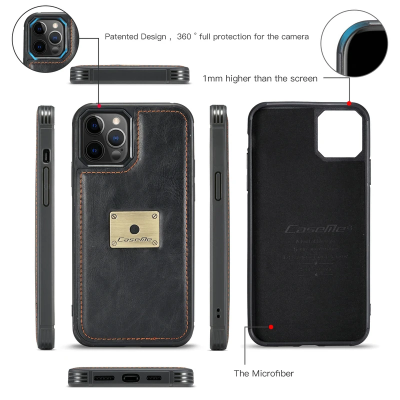 Кожаный флип чехол CaseMe в стиле ретро для iPhone 12 11 Pro Xr Xs Max 7 8 6 Plus Магнитный кошелек 2 1