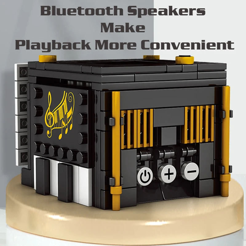 

High-tech Piano Classic Educational Bricks Building Blocks Phonograph Bluetooth Speaker KitPhone Holder DIY Toys For Kids Gifts