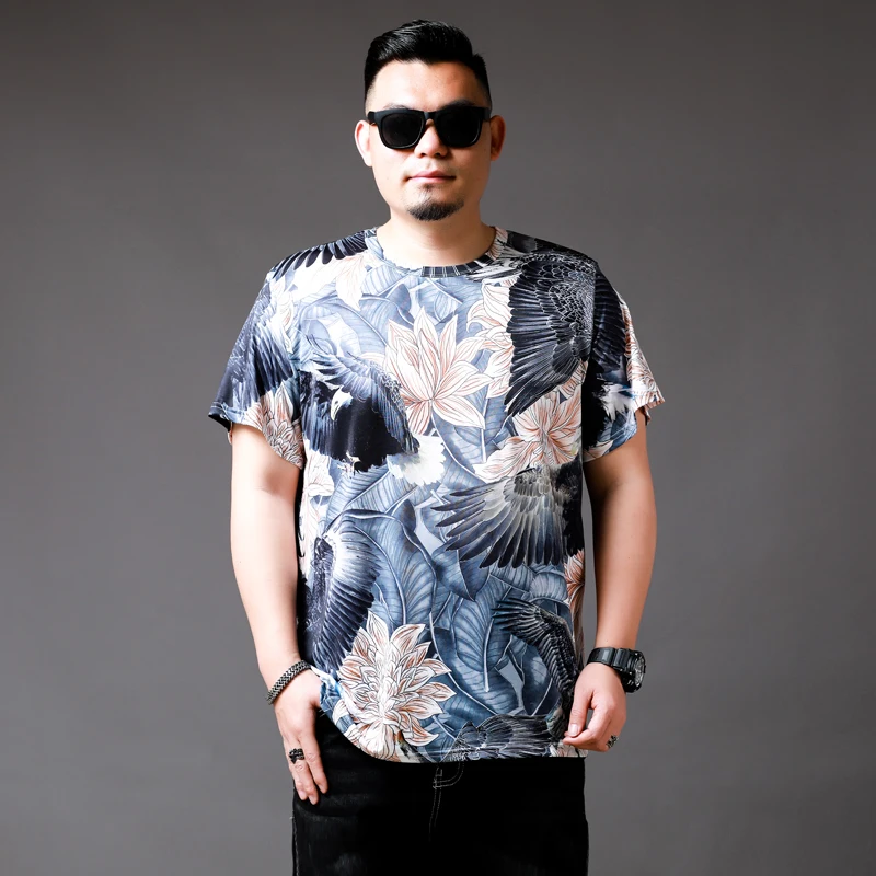 Футболка мужская с принтом свободная рубашка коротким рукавом летний топ из