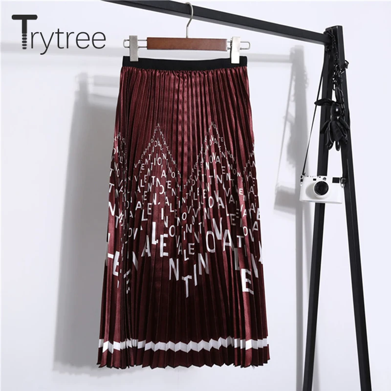 Trytree Сезон осень-зима Женская повседневная юбка с принтом в виде букв 4 Цвет