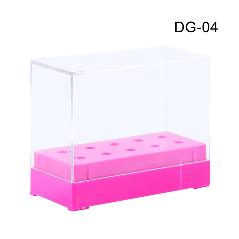 Pink 10 Holes Коробка для хранения сверл для ногтей пустой стенд дисплей акриловый контейнер для ногтей Резак для фрезерного станка аксессуары для маникюра - Цвет: Pink 10 Holes