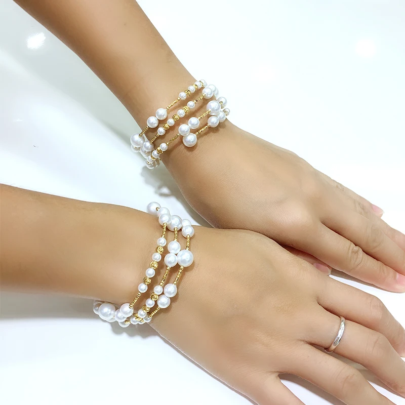 

KUGG 14K Gold Filled Women Bangle Natural Freshwater White Pearl Bracelet Handmade Design Fine Jewelry Customize