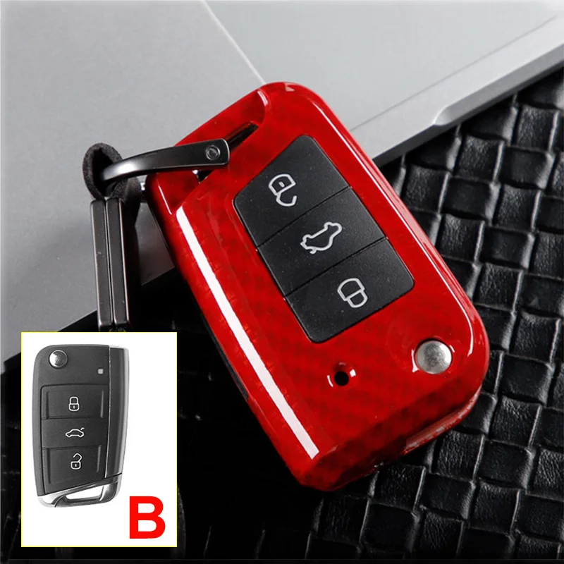 B Carbon Red Новая горячая распродажа цинковый сплав+ силиконовый чехол для ключей от машины чехол Брелок для сиденья Ibiza Leon FR 2 Altea Aztec аксессуары - Название цвета: B Carbon Red