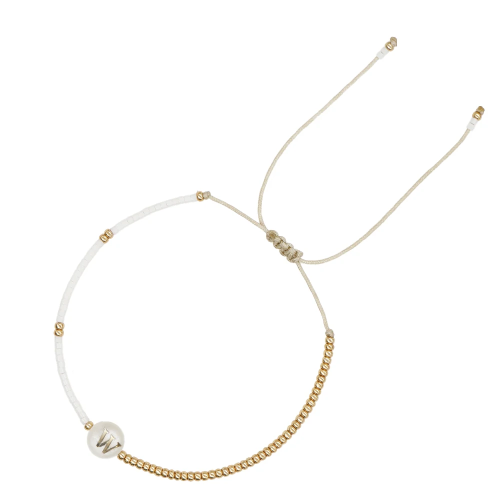 Простой Изящный браслет Go2BoHo с надписью золотистого и белого цвета бусины Миюки