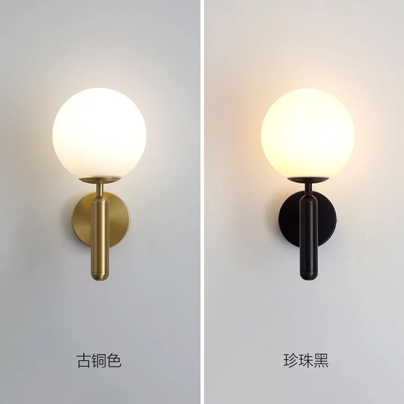 

Nordic Creative Glass Ball Staircase Aisle Light Personality Bedroom Bedside Lamp Living Room Corridor Model Room Wall Lamps