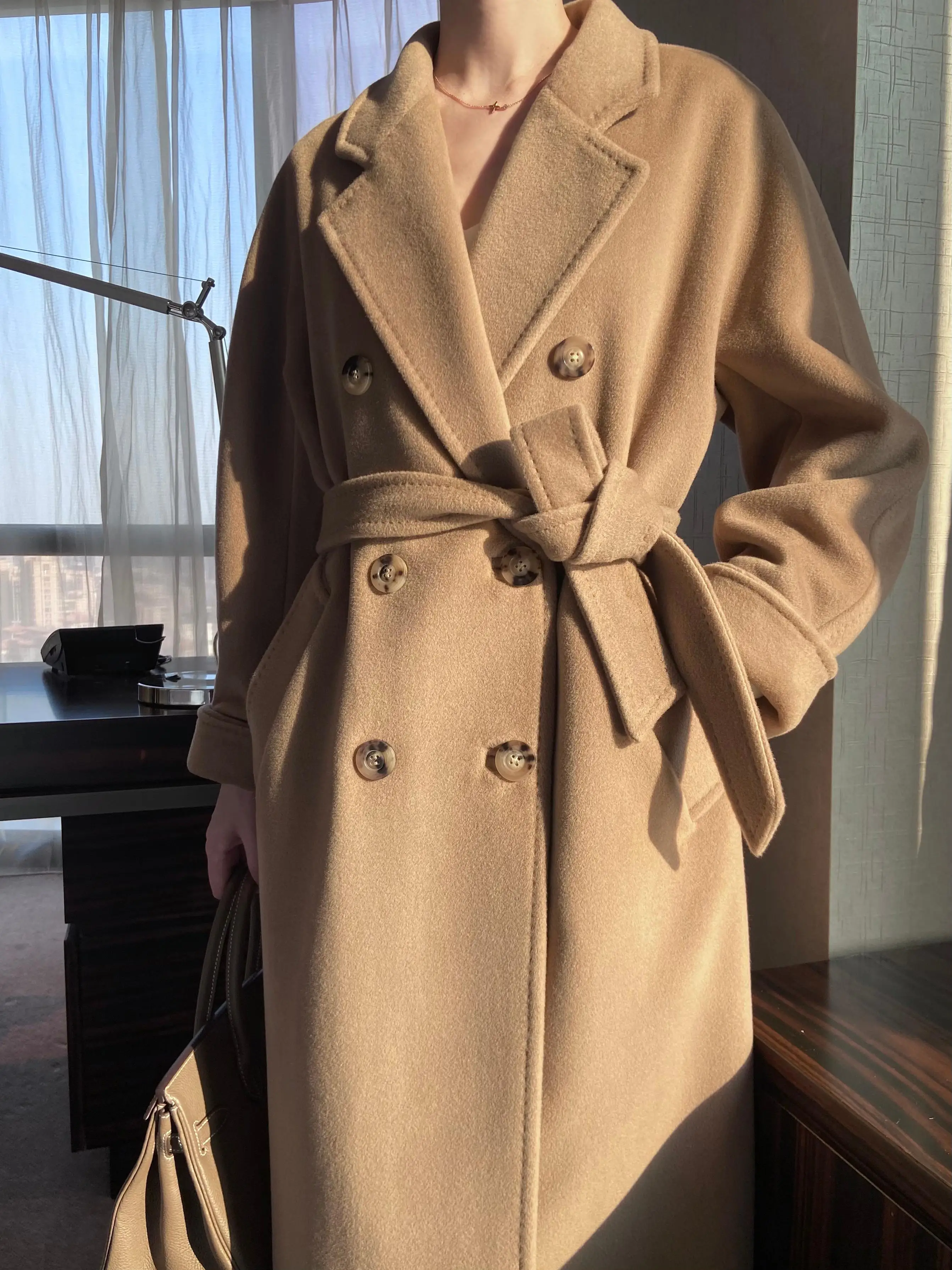 Classic double-sided cashmere coat women's mid-length style 2021 autumn and winter new high-end woolen coat
