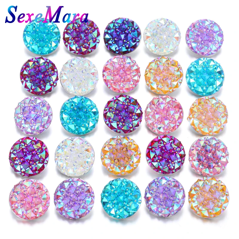 10 шт./лот новые ювелирные изделия на кнопках круглые полимерные цветы кнопки 18 мм