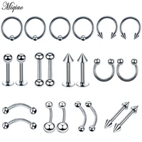 miqiao 2 pcs european and american body piercing jewelry stainless steel earrings nose ring belly button eyebrow nails
