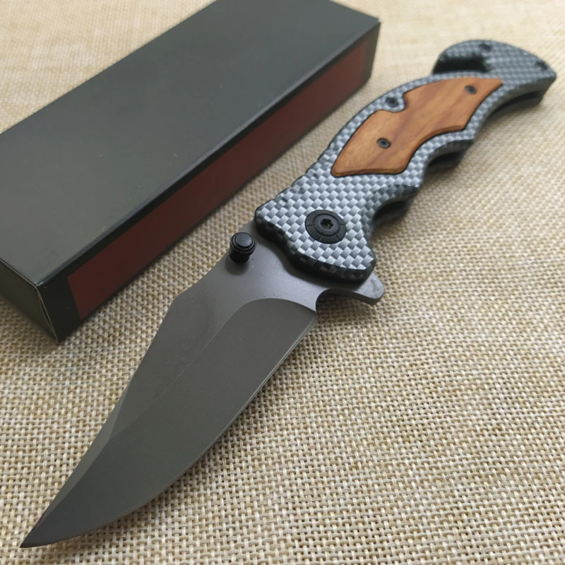 

8.2'' Damascus Knives 7CR15MOV Blade Portable Tactical Folding Knife Color Wood Handle Camping Survival Pocket Knives EDC Tools