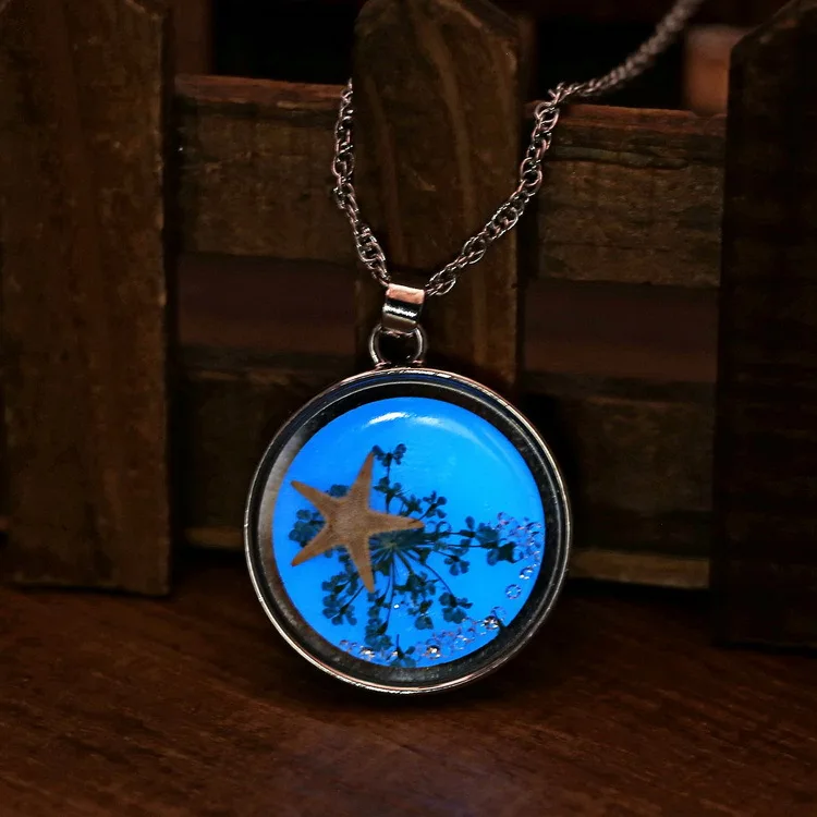 Модное стекло сухой цветок Морская звезда светящееся ожерелье