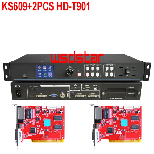 KS609 + 2 шт. HD T901 светодиодный видео процессор Вход USB/HDMI/DVI/VGA/CVBS будто совместим