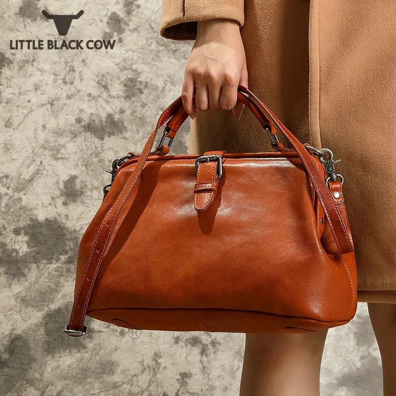 Винтажная классическая офисная Дамская Сумочка Хобо из натуральной кожи модная