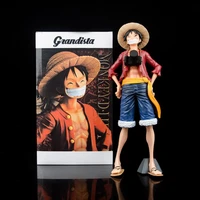 27cm one piece anime figurines smiley camera straw hat three emoticons alternative face monkey d luffy pvc action figure collec