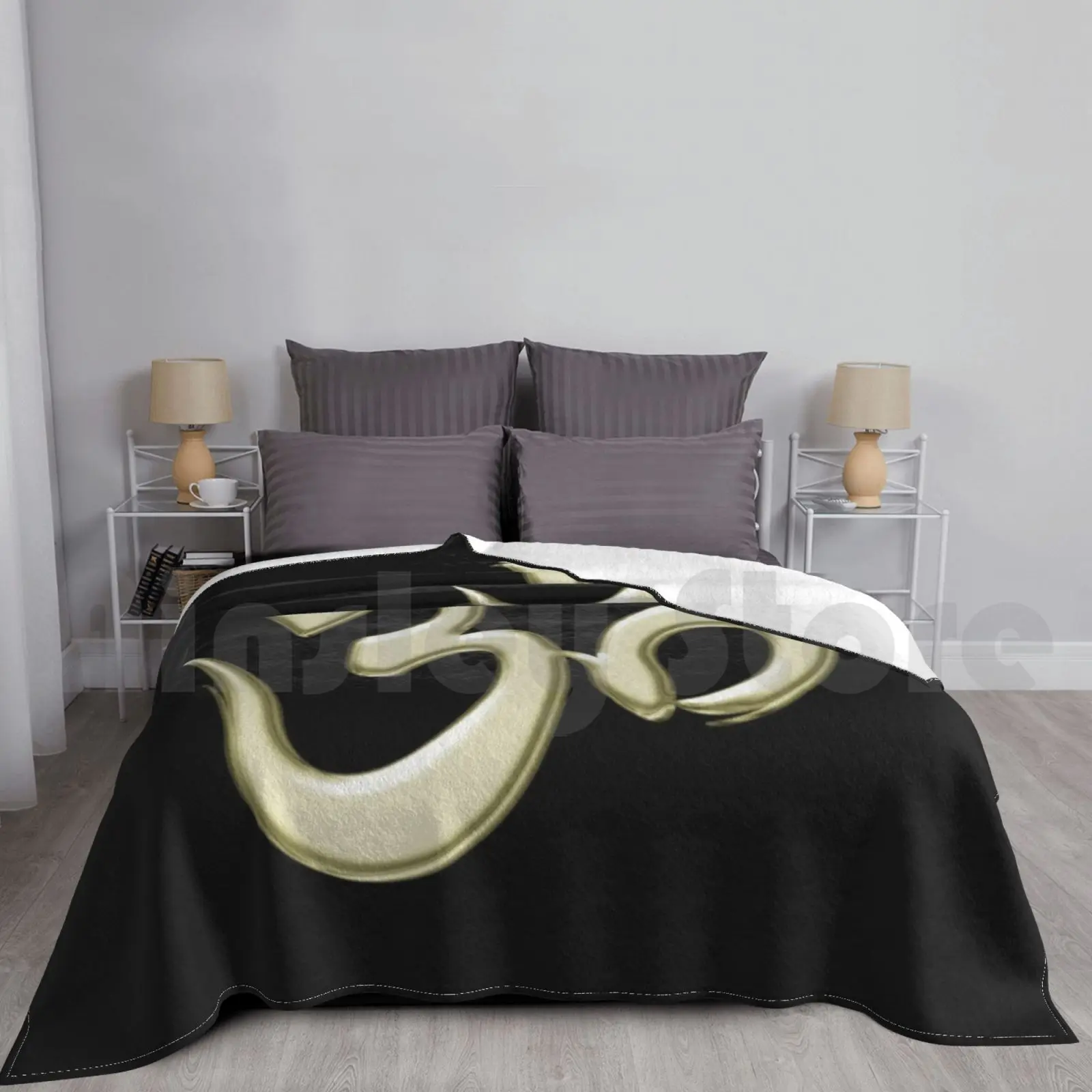 

Golden Holy Om Blanket Super Soft Warm Light Thin Om Mantra Buddhism Hinduism Buddhist Hindu Spirituality Spiritually