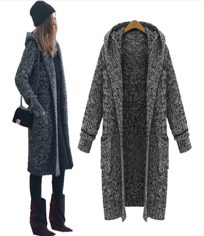 

Ladies Winter Sweater Coats Women Hooded Knit Cardigan
