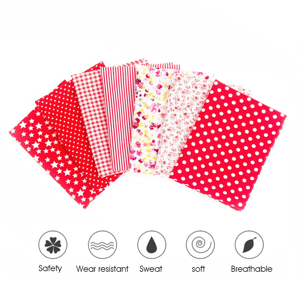 7PCS 50cmx50cm Хлопок Лоскутное ткани Шитье Простыня платье Изготовление