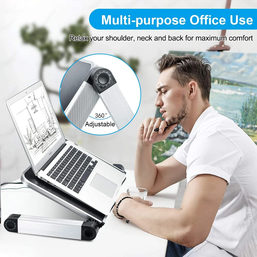 Регулируемая настольная подставка для ноутбука алюминиевый эргономичный столик