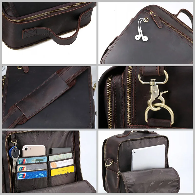 TIDING Мужчины Подростки Crossbody сумки Из Натуральной Кожи Старинные Отдых Посланник Плеча Sling Сумка Bagpack с Ремешком Bookbag 1196 натуральная кожа