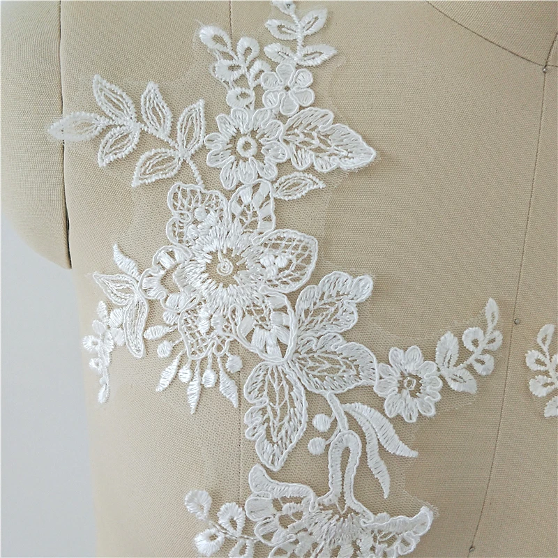 

laces flowers pairs lacemotif DIY bridal dress lace Bridal Lace Appliques guipure Africancord cotton lace