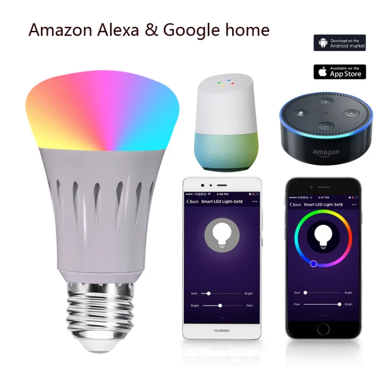 E27 B22 Умный дом WiFi лампа 11 Вт LED изменяющий цвет светильник RGBW колба с Alexa Google Gome APP