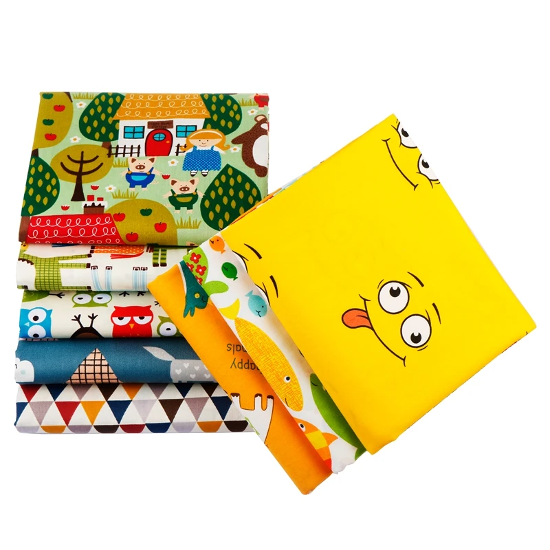 Ткань с мультяшным принтом хлопковая саржевая ткань для DIY одежда малышей и детей