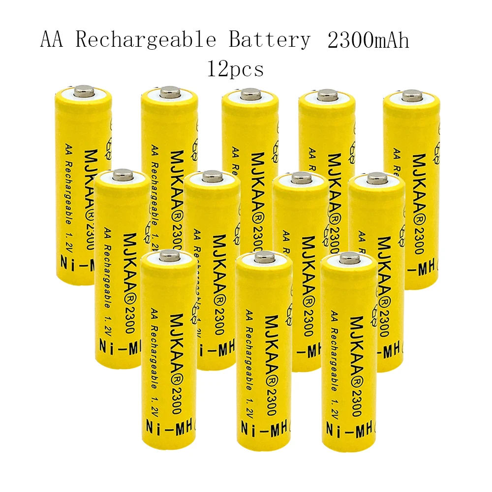 

12PCS 2300mAh AA 1.2V NI-MH Rechargeable Battery High Quality 2A Rechargerable Batteries For Remote Control Pre-Charged