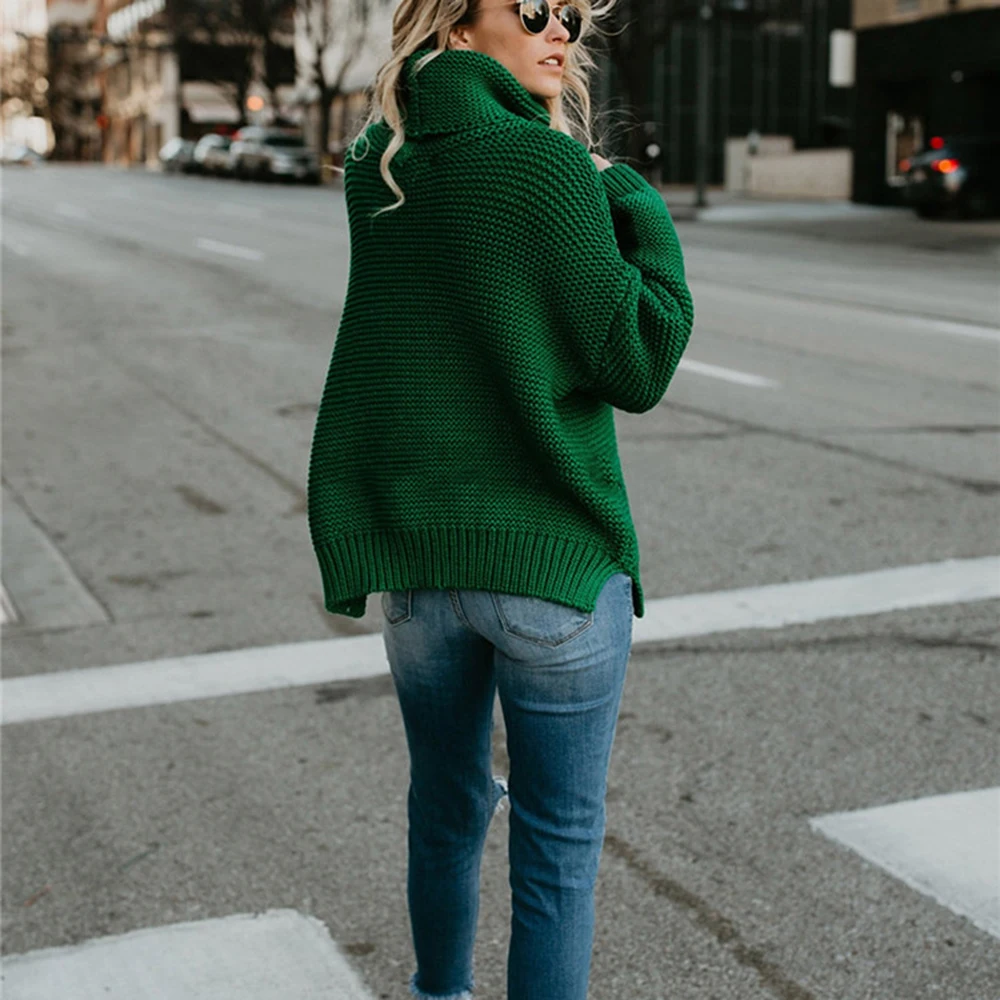 Winter Fashion Turtlenneck Sweaters Women Casual Solid Color Full Sleeve Thick Pullovers Female Plus Size Jumper Tops Knitwear | Женская