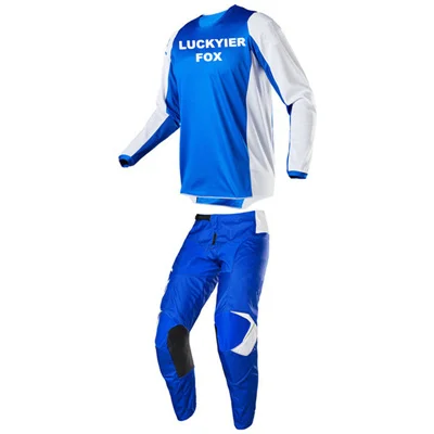 180 PRIX BLUE LUCKYIER FOX костюм для мотокросса 180 комплект передач Джерси брюки комбо Dirt Bike ATV MX одежда для внедорожных гонок - Цвет: 180 PRIX BLUE