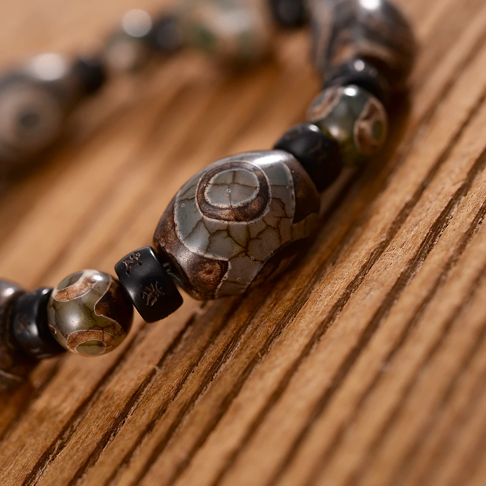 Винтажные браслеты 3 глаза-дзи с тибетскими камнями разделители из скорлупы