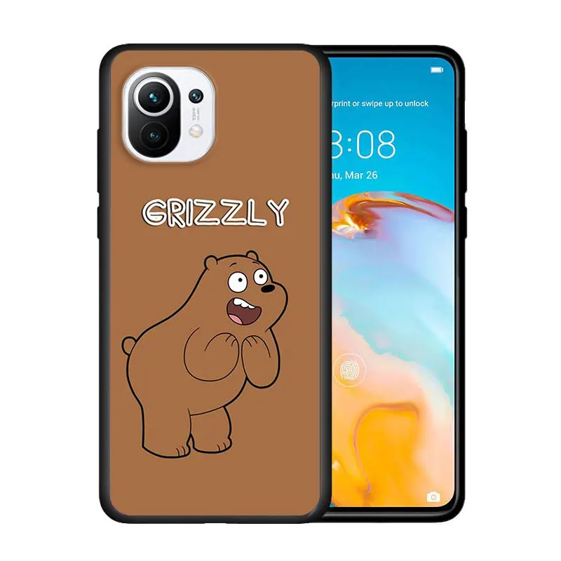 

Three cute bear for Xiaomi Mi 11 10T Note 10 Ultra 5G 9 9T SE 8 A3 A2 A1 6X Pro Play F1 Lite 5G Black Phone Case