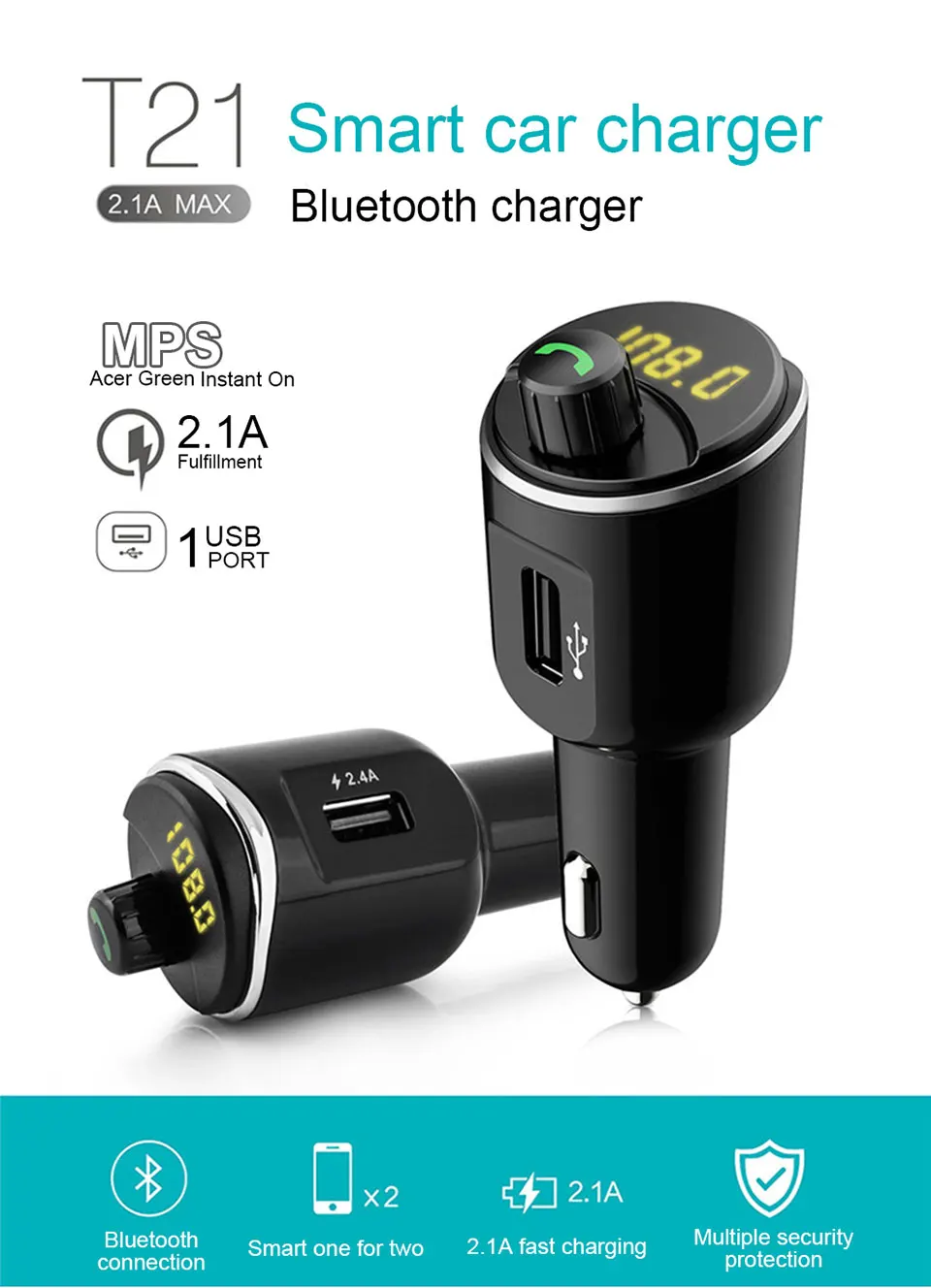 Беспроводная гарнитура Bluetooth Car Kit MP3 Музыкальный плеер FM-передатчик Громкая связь Dual USB
