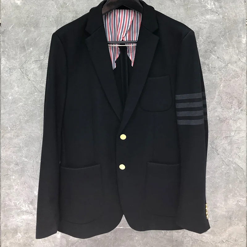 

TB 2021 модный брендовый официальный блейзер мужской шерстяной повседневный костюм приталенный мужской пиджак однобортное плотное шерстяное...