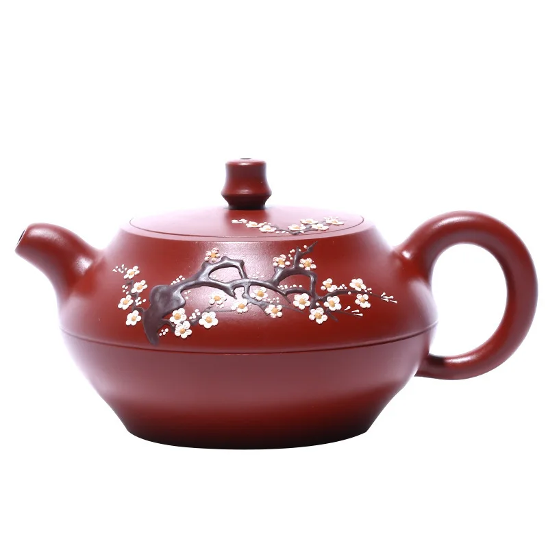 

Yixing Dark-red Enameled Pottery Teapot Famous Full Manual Mei Xiang Han Tile Bright Red Robe Infusion Of Tea Kettle Tea Set