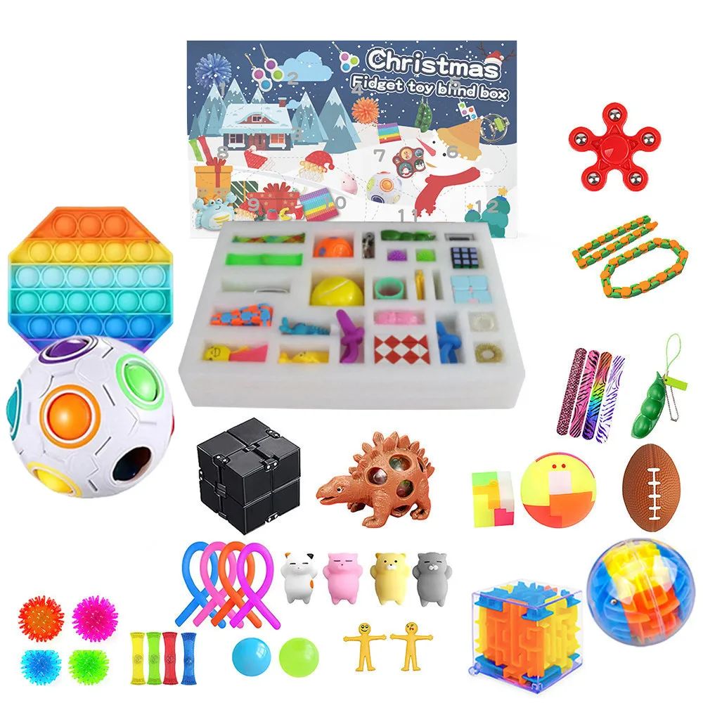 fidget toys 24 days christmas advent calendar pack anti stress toys kit stress relief figet toy blind box kids christmas gift free global shipping