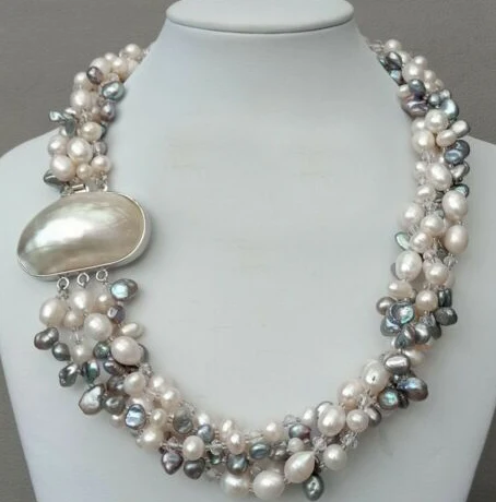 

Роскошное ожерелье-чокер с натуральным пресноводным искусственным белым искусственным кристаллом, 5 рядов