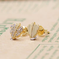 genuine 925 sterling silver pan earring shine shining sparkling leaf studs earring for women wedding gift fashion jewelry