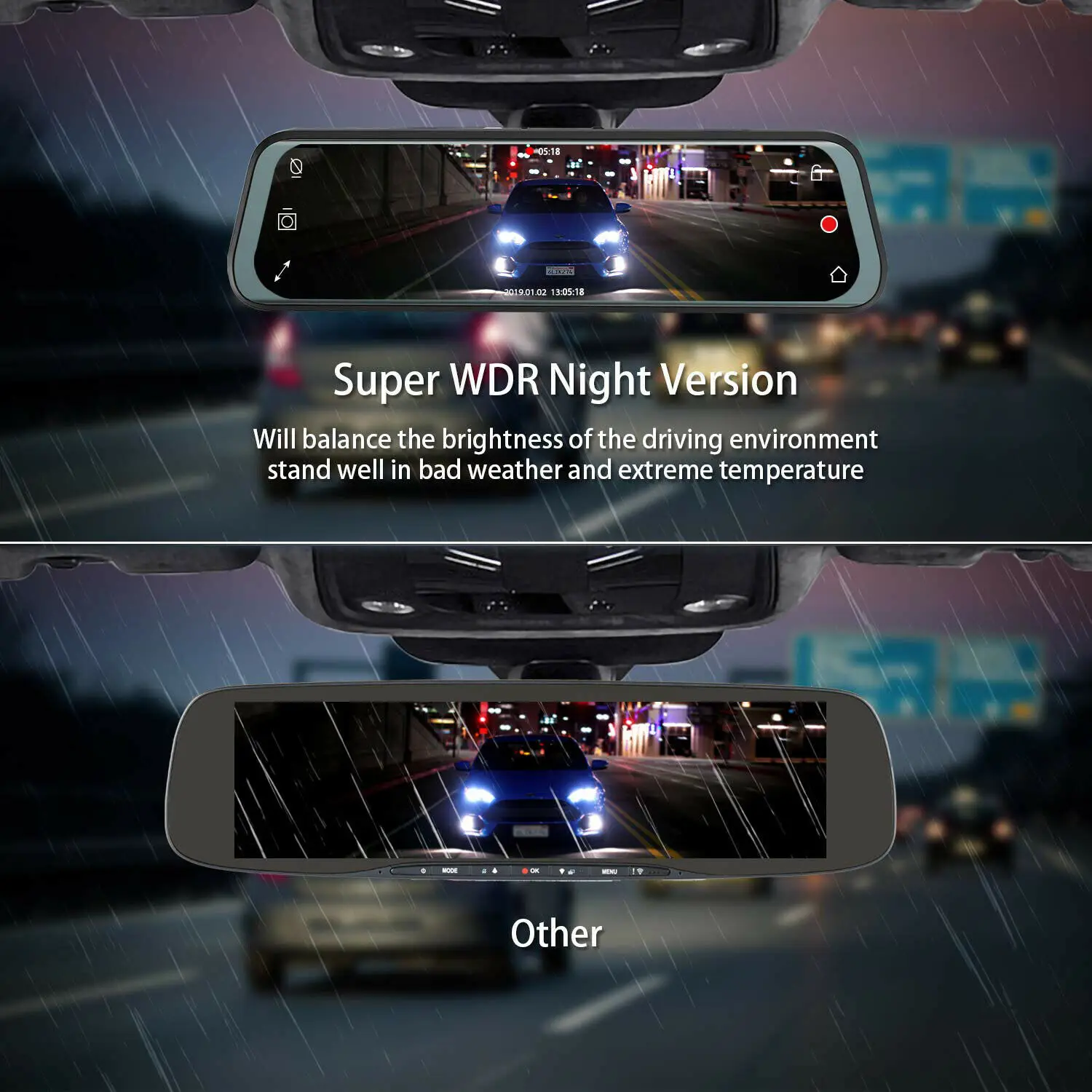 

10 inch wdr 1080p manual car camera hd dvr gps dash cam wifi car mirror