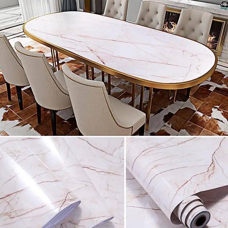 

Waterproof Oil-proof Wall Paper Self Adhesive White Marble Background Vinyl Film Wall Stickers Cupboard Home Kitchen Wallpaper