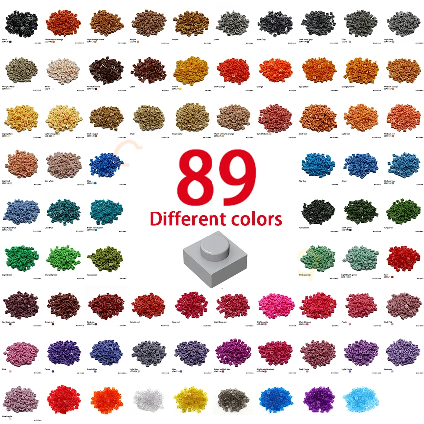

PINUOCAO 550pcs/Bag Plate 1x1 Building Block MOC Parts DIY LOGO Pixel Art QR Code Brick Mosaic Toys 89 Colors Compatible 3024