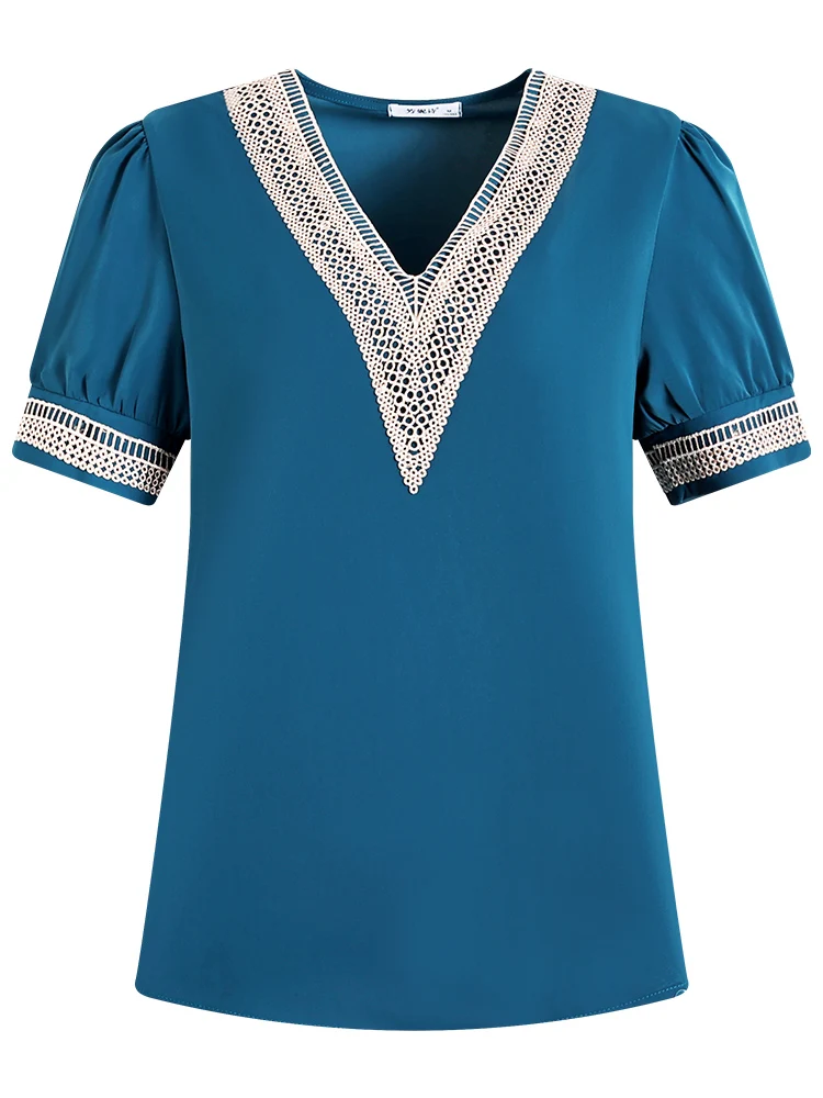 

High-end chiffon unlined upper garment of female short summer 2021 new large size ladies' belly show thin v-neck top fashion