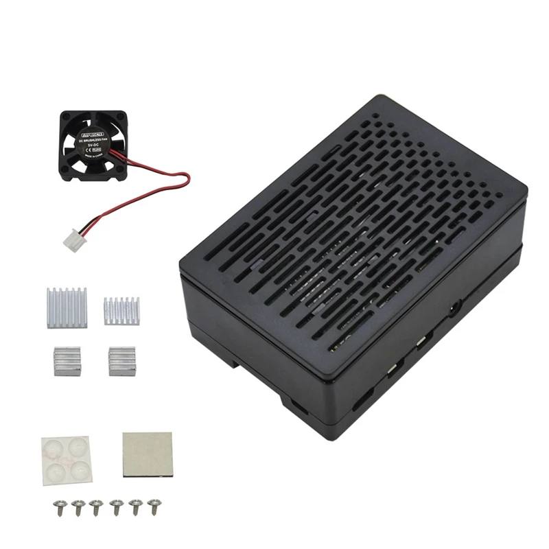 Для Raspberry Pi 4B защитный чехол ABS корпус с охлаждающим вентилятором серебристый