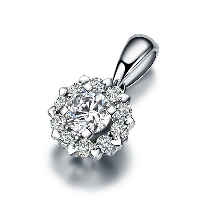 

Dainty Female White Zircon Pendant Necklace Classic Silver Color Chain Necklaces For Women Cute Crystal Flower Wedding Necklace