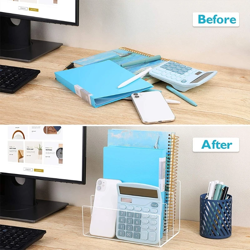 A5KA прозрачный акриловый держатель для файлов 3 секции плотный Органайзер стола