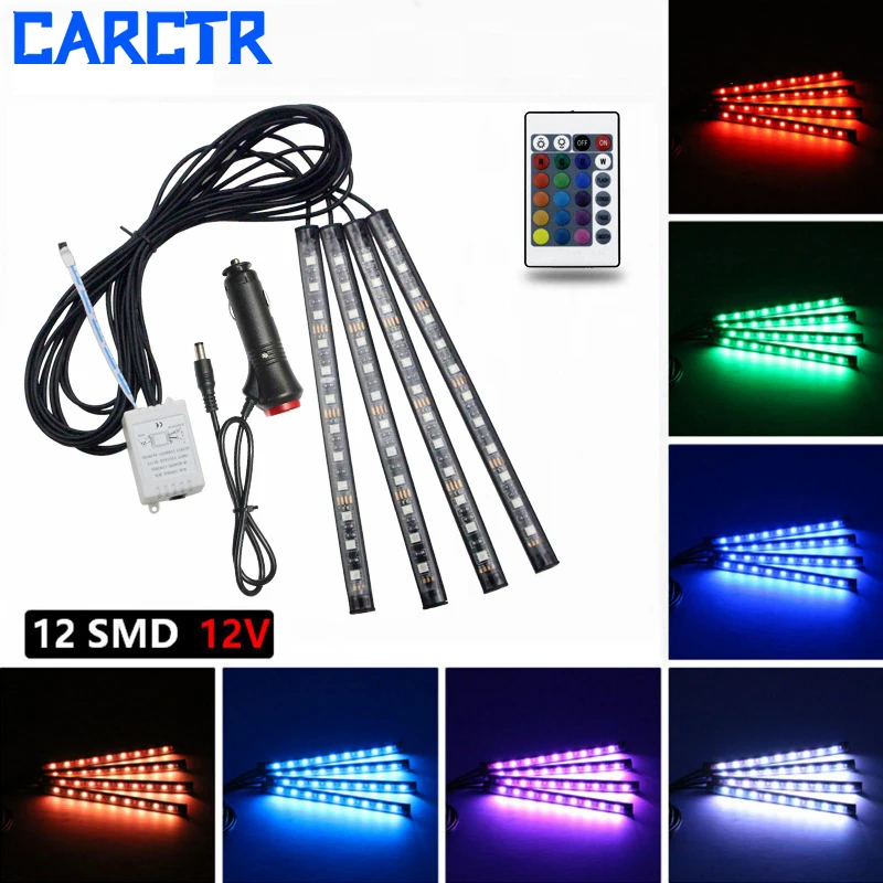 CARCTR 4 шт. 12 В 10 Вт цветной светодиодный светильник s полоса автомобильные