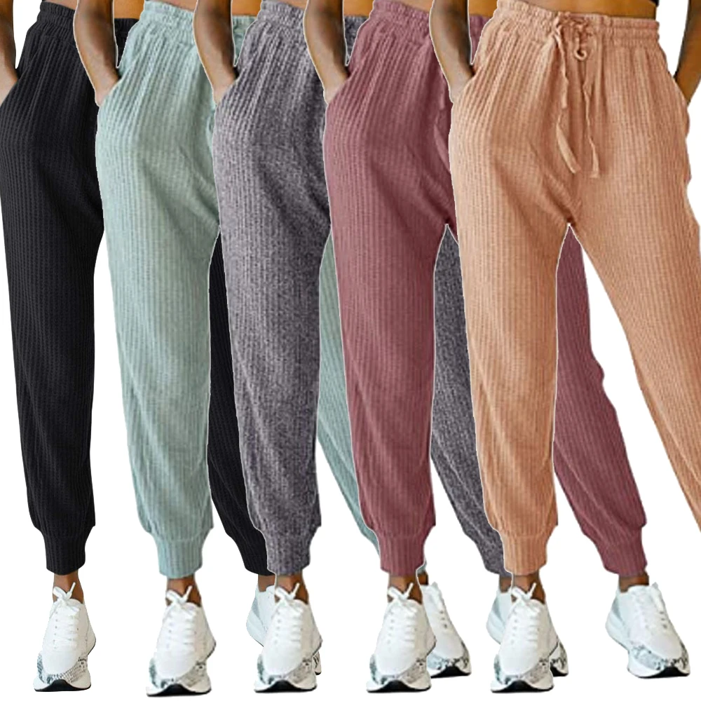 

2020 Women's Bottoms Pants Autumn Loose High Waist Solid Lacing Drawstring Pleated Trousers Sportswear Tracksuit Harem Pants