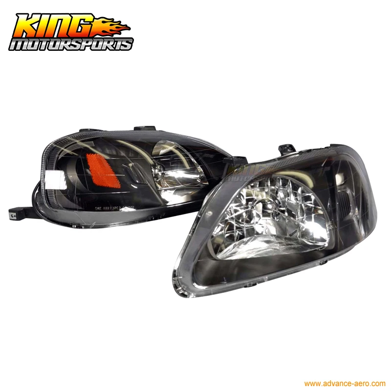 Черный корпус фары лампы W/янтарный угловой отражатель подходит для 1999-2000 Honda Civic