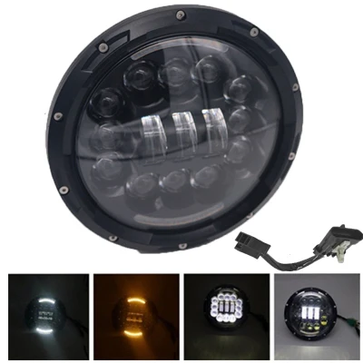 90W headlight black Круглый 7 ''мотоцикл черный проектор Moto светодиодный светильник лампа головной светильник для Harley Sportster Touring Street Glide Softail FLHXF Trike - Цвет: 90W headlight black